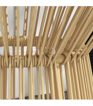 Mesa de Ratán Sintético Redonda con Encimera de Cristal y Marco de Metal Carga 30 kg para Patio Jardín Ø40x42 cm Beige