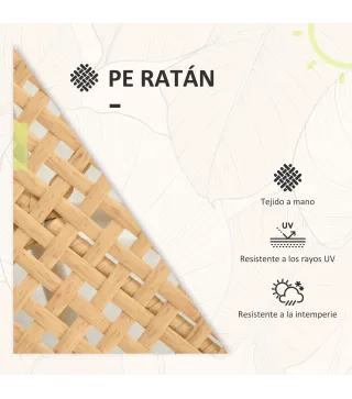 Conjunto Jardín Exterior de 2 Sillas y Mesa de Ratán con Cojines Acolchados para Balcón Terraza Amarillo y Crema