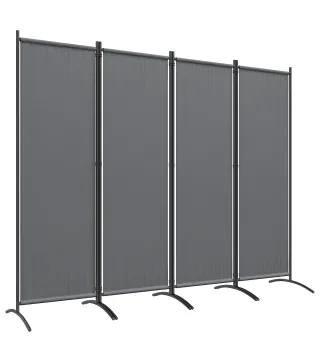 Biombo de 4 Paneles Separador de Ambientes Plegable 221x172 cm Biombo Interior para Oficina Dormitorio Gris Oscuro