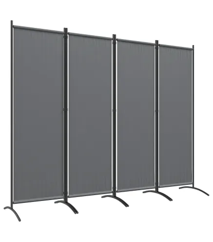 Biombo de 4 Paneles Separador de Ambientes Plegable 221x172 cm Biombo Interior para Oficina Dormitorio Gris Oscuro