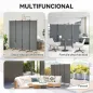 Biombo de 4 Paneles Separador de Ambientes Plegable 221x172 cm Biombo Interior para Oficina Dormitorio Gris Oscuro