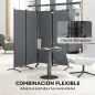 Biombo de 4 Paneles Separador de Ambientes Plegable 221x172 cm Biombo Interior para Oficina Dormitorio Gris Oscuro