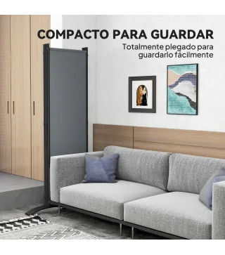 Biombo de 4 Paneles Separador de Ambientes Plegable 221x172 cm Biombo Interior para Oficina Dormitorio Gris Oscuro