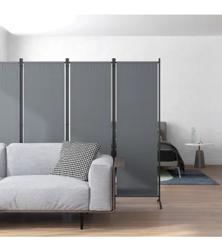 Biombo de 4 Paneles Separador de Ambientes Plegable 221x172 cm Biombo Interior para Oficina Dormitorio Gris Oscuro