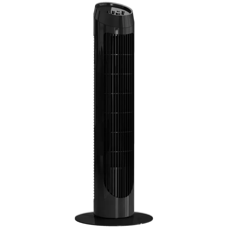 Ventilador de Torre 45W Ventilador Vertical Silencioso con 3 Velocidades Oscilación 70° para Salón Ø27x75 cm Negro