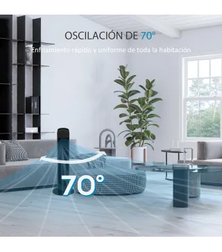 Ventilador de Torre 45W Ventilador Vertical Silencioso con 3 Velocidades Oscilación 70° para Salón Ø27x75 cm Negro