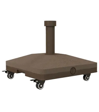 Base para Sombrilla con Ruedas con Postes Ø22 mm a Ø38 mm Rellenable de Arena 18 kg o Agua 16 kg para Jardín Marrón
