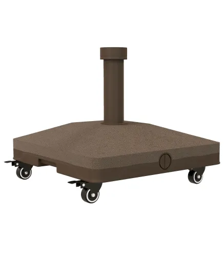 Base para Sombrilla con Ruedas con Postes Ø22 mm a Ø38 mm Rellenable de Arena 18 kg o Agua 16 kg para Jardín Marrón