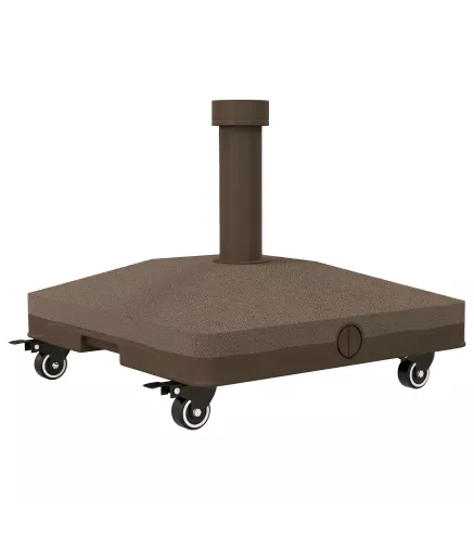 Base para Sombrilla con Ruedas con Postes Ø22 mm a Ø38 mm Rellenable de Arena 18 kg o Agua 16 kg para Jardín Marrón