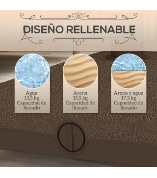 Base para Sombrilla con Ruedas con Postes Ø22 mm a Ø38 mm Rellenable de Arena 18 kg o Agua 16 kg para Jardín Marrón