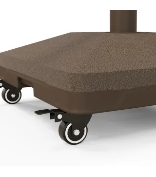 Base para Sombrilla con Ruedas con Postes Ø22 mm a Ø38 mm Rellenable de Arena 18 kg o Agua 16 kg para Jardín Marrón