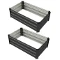Set de 2 Jardineras de Exterior de Acero Rectangulares para Cultivos Plantas Flores para Patio 100x60x30 cm Gris Oscuro