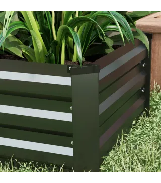 Set de 2 Jardineras de Exterior de Acero Rectangulares para Cultivos Plantas Flores para Patio 100x60x30 cm Gris Oscuro