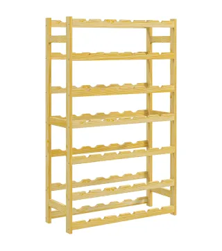 Botellero de Madera para 42 Botellas Botellero para Vino de 7 Niveles 63x25x102 cm Natural