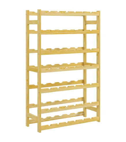 Botellero de Madera para 42 Botellas Botellero para Vino de 7 Niveles 63x25x102 cm Natural