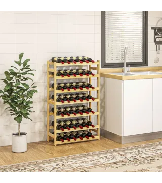 Botellero de Madera para 42 Botellas Botellero para Vino de 7 Niveles 63x25x102 cm Natural