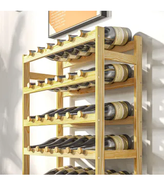 Botellero de Madera para 42 Botellas Botellero para Vino de 7 Niveles 63x25x102 cm Natural