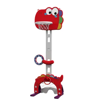Canasta de Baloncesto para Niños Altura Ajustable con Fútbol ​​Golf Lazo Juego de Lanzamiento de Pelota Rojo