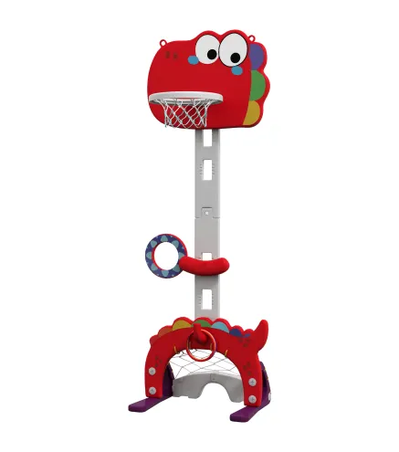 Canasta de Baloncesto para Niños Altura Ajustable con Fútbol ​​Golf Lazo Juego de Lanzamiento de Pelota Rojo