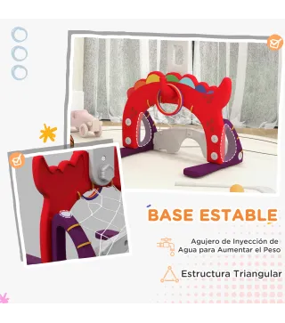 Canasta de Baloncesto para Niños Altura Ajustable con Fútbol ​​Golf Lazo Juego de Lanzamiento de Pelota Rojo