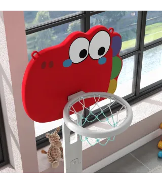 Canasta de Baloncesto para Niños Altura Ajustable con Fútbol ​​Golf Lazo Juego de Lanzamiento de Pelota Rojo