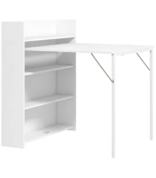 Mesa Plegable de Comedor Mesa de Cocina con Ala Abatible 4 Compartimentos Hasta 3 Personas 78,5x91x93 cm Blanco