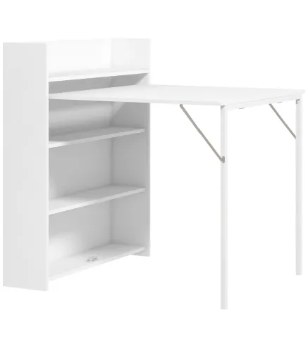 Mesa Plegable de Comedor Mesa de Cocina con Ala Abatible 4 Compartimentos Hasta 3 Personas 78,5x91x93 cm Blanco