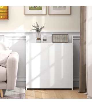 Mesa Plegable de Comedor Mesa de Cocina con Ala Abatible 4 Compartimentos Hasta 3 Personas 78,5x91x93 cm Blanco