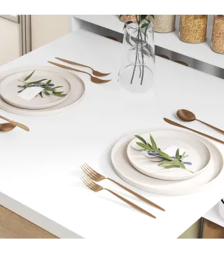 Mesa Plegable de Comedor Mesa de Cocina con Ala Abatible 4 Compartimentos Hasta 3 Personas 78,5x91x93 cm Blanco