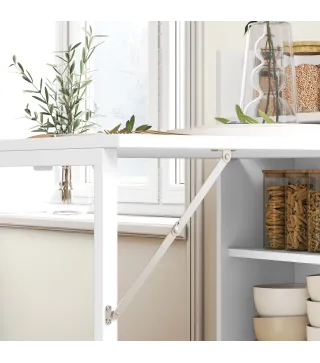 Mesa Plegable de Comedor Mesa de Cocina con Ala Abatible 4 Compartimentos Hasta 3 Personas 78,5x91x93 cm Blanco