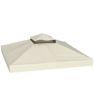 Toldo de Recambio 3x3 m con Techo Doble con Orificios de Drenaje y Protección UPF30+ Crema Solo Toldo NO Incluye Marco