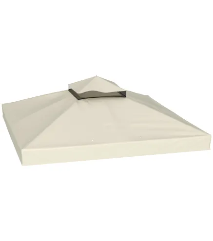 Toldo de Recambio 3x3 m con Techo Doble con Orificios de Drenaje y Protección UPF30+ Crema Solo Toldo NO Incluye Marco