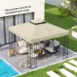 Toldo de Recambio 3x3 m con Techo Doble con Orificios de Drenaje y Protección UPF30+ Crema Solo Toldo NO Incluye Marco