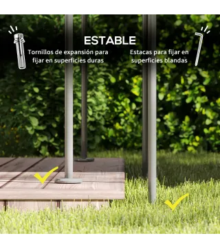 Cenador de Jardín de 4x3 m con Doble Techo Paredes Laterales Resistente al Agua para Exterior Terraza Gris Oscuro