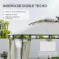Cenador de Jardín de 4x3 m con Doble Techo Paredes Laterales Resistente al Agua para Exterior Terraza Crema