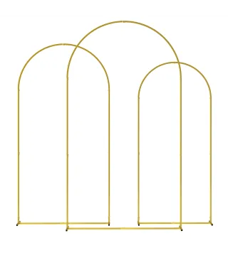 Set de 3 Arcos de Jardín para Rosas de Metal de 220/200/180 cm con Recubrimiento en Polvo para Patio Terraza Dorado