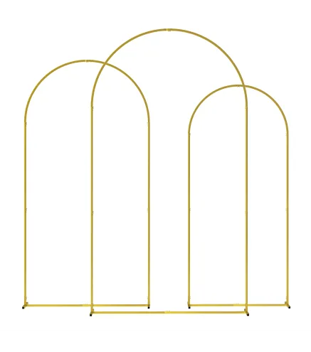 Set de 3 Arcos de Jardín para Rosas de Metal de 220/200/180 cm con Recubrimiento en Polvo para Patio Terraza Dorado