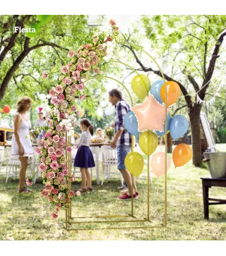 Set de 3 Arcos de Jardín para Rosas de Metal de 220/200/180 cm con Recubrimiento en Polvo para Patio Terraza Dorado