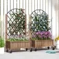 2 Jardineras de Madera Elevadas con Enrejado Metálico para Plantas Trepadoras y Flores 52x25x97 cm Marrón y Negro
