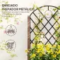 2 Jardineras de Madera Elevadas con Enrejado Metálico para Plantas Trepadoras y Flores 52x25x97 cm Marrón y Negro