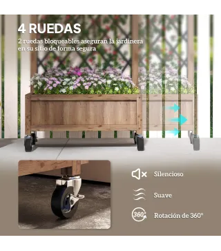 2 Jardineras de Madera Elevadas con Enrejado Metálico para Plantas Trepadoras y Flores 52x25x97 cm Marrón y Negro