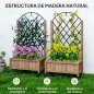 2 Jardineras de Madera Elevadas con Enrejado Metálico para Plantas Trepadoras y Flores 52x25x97 cm Marrón y Negro