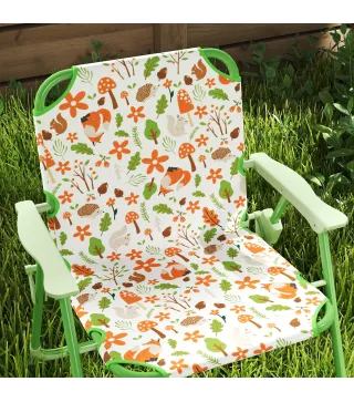 Conjunto Infantil de Jardín Plegable con 2 Sillas Mesa y Sombrilla Ajustable para Niños de 2 a 5 Años Verde