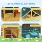 Casita de Juegos Infantil de Madera con Ventanas Pizarras Tejado y Toldo 173x117x144 cm Madera Natural