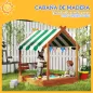 Arenero Infantil con Toldo 6 Banderines 2 Bandejas Grifo y Pizarra en Forma de Casa para Patio 124x116x146 cm Naranja