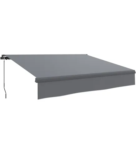Toldo Manual Retráctil para Jardín con Manivela Protección UV Estructura de Metal y Aluminio 295x200 cm Gris