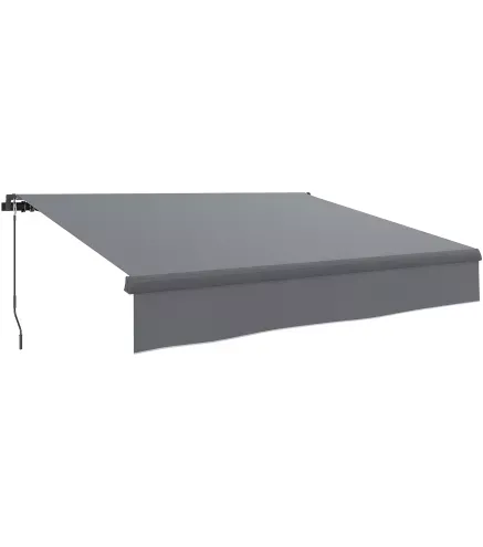 Toldo Manual Retráctil para Jardín con Manivela Protección UV Estructura de Metal y Aluminio 295x200 cm Gris