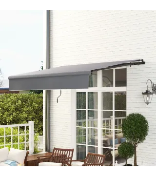 Toldo Manual Retráctil para Jardín con Manivela Protección UV Estructura de Metal y Aluminio 295x200 cm Gris