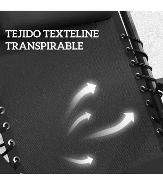 Set de 2 Tumbonas Jardín Exterior Plegables de Gravedad Cero con Mesa Auxiliar con Portavasos Reposacabezas Negro