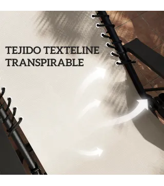 Set de 2 Tumbonas Jardín Exterior Plegables de Gravedad Cero con Mesa Auxiliar con Portavasos Reposacabezas Beige